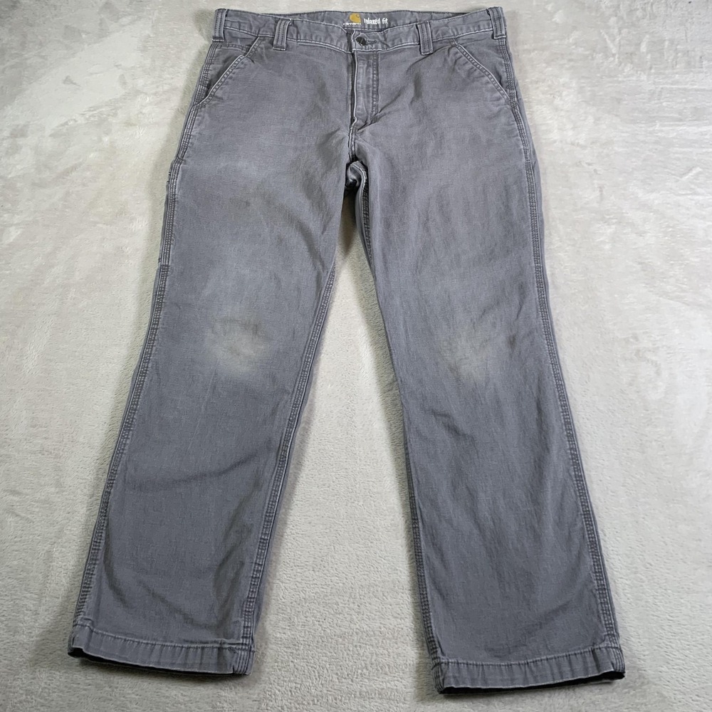 Carhartt‎ Pants Mens 38x29 Gray Relaxed Fit Utility Work Stretch Canvas 102291